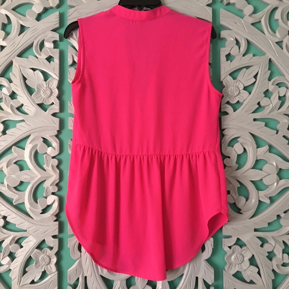 Hot Pink Sleeveless Blouse Top - Picture 2 of 2